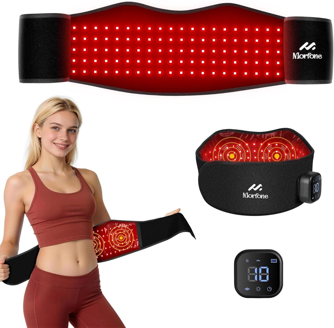 Red Light Therapy, Cordless Red Light Therapy Belt for Body with Vibration 660nm&850nm, Back Pain Products for Back Shoulder