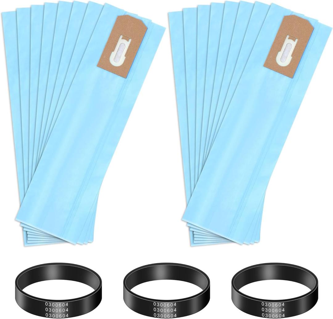 Landhoow 16 Pcs XL Vacuum Bags Filtration Replacement for PK80009, 3 Vacuum Belts Compatible with Oreck XL Commercial Upright Vacuum without Bag Docks, XL2000, XL8000, XL9000, Commercial Series