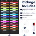 24 Pockets Heavy Duty Storage Chart, Hanging Wall File Organizer, Plus 4 Over Door Metal Hangers, 2 Markers & 24 Erasable Blank Cards, Organize Your Assignments, Files, Scrapbooks Papers (28 x 50.5)