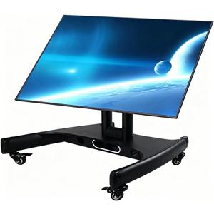 Mobile TV Mount Stand, Low Height Monitor Cart with Wheels for 32-65 inch Flat Curved Screen TV, LED LCD, Height Adjustable, 90Adjustable Viewing Angle