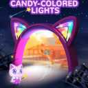 iClever Kids Headphones Cat Ear, LED Light Up, 85dBA Safe Volume, Stereo Sound Toddler Headphones for Travel School, Foldable 3.5mm Wired Kids Headphone for iPad Tablets, Meow Lollipop-Hot Pink