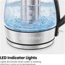 CHEFMAN Electric Kettle - 1.2L 1500W Hot Water Tea Pot with Infuser, BPA Free, Auto Shut Off, Boil-Dry Protection, Removable Lid, LED Light, Cordless Glass Electric Tea Kettle  Stainless Steel