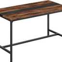 47.2'' Dining Table, Rectangle Color-Blocked Kitchen Dinner Table, for 6 People, Writing Desk, for Dining Room, Living Room, Office, Rustic Brown and Black TCZ12BF
