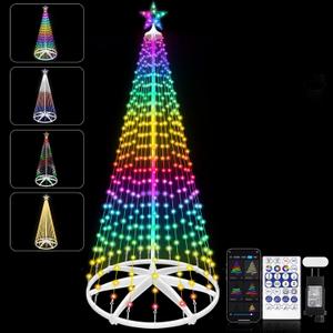 9.5ft 510 LEDs Smart Christmas Cone Tree Light, Light Up Artificial Tree with Star Topper, Music Sync with Remote APP Control, DIY RGB LED Light Show for Xmas Indoor Outdoor Yard Decorations