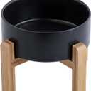 Black Raised/Elevated Ceramic Dog Bowl for Medium Large Sized Breeds, Large Dog Food Water Bowl with Stand, 8 in Non Slip Heavy Weighted 1800ml/ 7.6 Cups/60 OZ