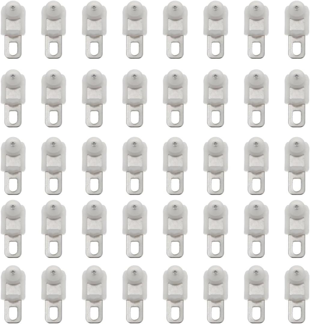 Amosfun 50pcs Curtain Track Roller Glider Hooks Heavy Duty Curtain Roller Scroll Wheel Gap Distance 14mm