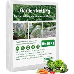 GonLei Garden Netting 10 X 30 FT Ultra Fine Garden Mesh Netting Protection Net Plant Cover Screen Vegetable Row Cover,Blueberry Netting Shrubs Fruits Tree Flowers Garden Screen Barrier Net