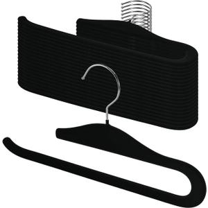 Velvet Pants Hangers, 20 Pack Non-Slip Open Ended Hangers with 360 Swivel Hook Slim Space Saving Jeans Hangers for Pants, Scarves, Ties, Towels, Black