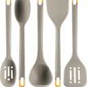 Silicone Kitchen Cooking Utensils Set: MOACC Heat Resistant 13.6in Long Kitchen Gadgets, BPA Free Non Stick Rubber Cook Accessories For Food Prep, Frying, Serving, Basting (Light Grey)