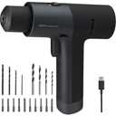 HOTO Cordless Brushless Drill 12V, LED Display Screen, 30 Precision Gears, 2 Working Modes, 2000mAh Battery, 266 In-lbs (30N·m) Torque, 3/8 Inch Keyless Chuck, 1400RPM, 10 x Bits, 8 x Drill Bits