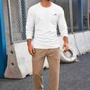 Yousify Mens Long Sleeve T Shirts Workout Athletic Crew Neck Pullover Shirt Casual Stretchy Loose Fit Shirts (White, XXL)