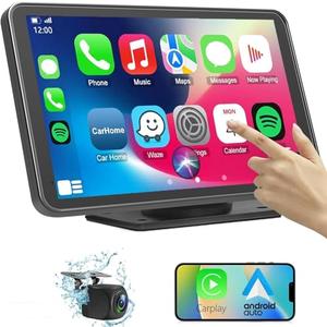 Wireless Car Stereo Compatible with Apple CarPlay and Android Auto,7" HD Portable Bluetooth CarPlay Touch Screen for Car,with Backup Camera Car Play for All Cars