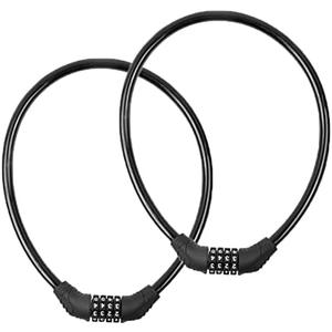 2 PACK Bike Locks Cable,Anti Theft Bicycle Lock Chain,4 Digit Security Resettable Bike Combination Lock Self Coiling Combination Cable Combo Bike Locks Without Mounting Bracket,2 Feetx1/2 Inch (Black)