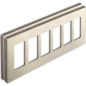 BESTTEN 2 Pack 6 Gang Champagne Gold Screwless Wall Plate, Signature Collection Decorator Outlet Cover Decor Switch Plate, Signature Collection Golden, H4.69 x W11.75