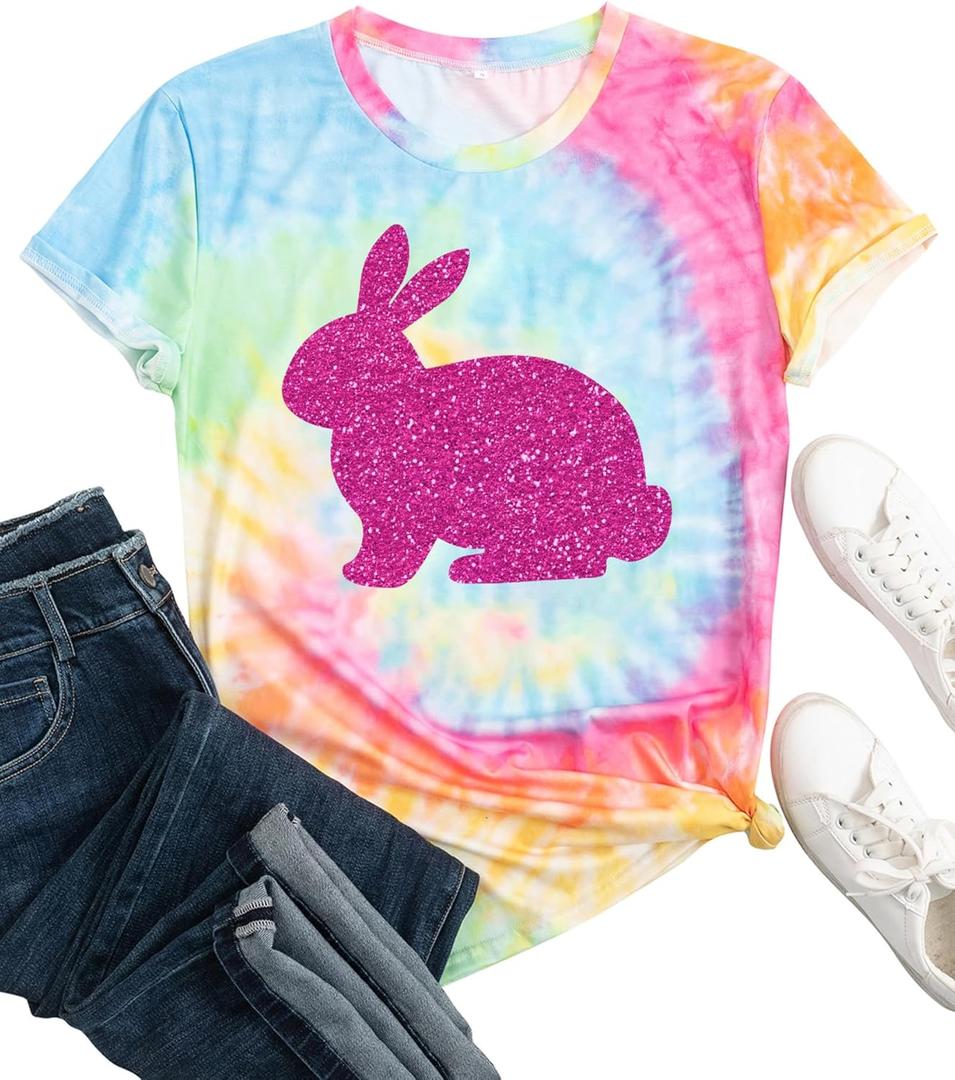 Easter Shirt for Women: Easter Bunny Tshirt Happy Easter Tee Shirts (L)