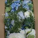 DearHouse 2Pcs Artificial Peony Flower Garland - Silk Peony Garland with Purple White Flowers for Wedding Party Table Decoration,6ft/Strand(White& Blue&Dark Blue)