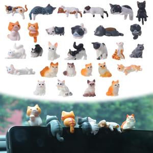 2 x Cute Cat Car Interior Accessories Dashboard Decorations, 29 Piece Car Dash Decor Rearview Mirror Ornament Cute Pussy Figures Anime Decor for Car Home Garden Office