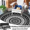 Cekene Round Outdoor Rugs for Patio 10Ft Waterproof Reversible Outdoor Patio Rugs Black Lightweight Plastic Straw Rugs Portable RV Camping Mat Floor Carpet for Deck Porch Picnic BBQ