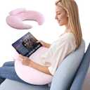 Lap Reading Gaming Crochet Pillow Arm Rest with Support for Book PadPink