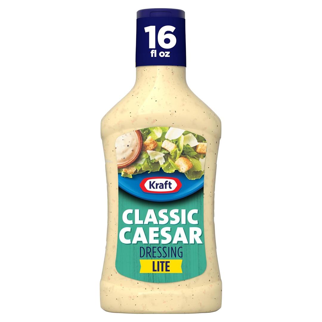 Kraft Lite Classic Caesar Dressing, 16 fl oz Bottle, Best By: Aug 21, 2025