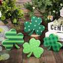 COCHIE Shamrock St Patricks Day Decorations, Wooden St. Patrick's Day Tiered Tray Decor Set of 4, Green Clover Saint Patrick Day Table Top Decoration for Home, Shelf, Door, Office Party (Pattern)