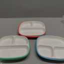 Domensi 3 Set Kids Porcelain Plates with Silicone Sleeves 8.2 Inch Divided Porcelain Plate Toddler White Suction Dishes for Baby Troubleless Eating Microwave Dishwasher Safe (Elegant)