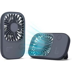 JISULIFE Handheld Mini Lash Fan with Bracket, Small Portable USB Rechargeable Personal Makeup/Eyelash Fan with 3 Speeds for Women Mom Girls Office Outdoor Travel Blue
