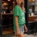 Women's St Patrick's Day Shirt Lucky Shamrock Pub Tee Soft Short Sleeve Irish Tops (Medium, Green)
