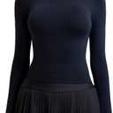 RUNNING GIRL Long Sleeve Yoga Shirts for Women, Soft Fitted Seamless Stretchy Casual Crew Neck Athletic Basic Shirt