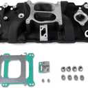 2101 2001 Intake Manifold Aluminum Dual Plane Compatible with Chevy Small Block 1955-1995 SBC 262 265 267 283 302 305 307 327 350 400 5,500 RPM V8 Engine Black