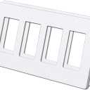 BESTTEN 2 Pack 4 Gang Screwless Decorator Wall Plate, USWP6 Gloss Snow White, Decor Switch Plate, Decorator Outlet Cover, Face Plate for Dimmer, GFCI, USB Receptacle, H4.69” x L8.35"