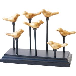 Wooden Base Golden Birds on Branch Vertical Decorative Napkin Holder