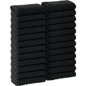 24 Pack Black Hand Towels 100% Cotton Spa Towels 16x27 inches Highly Absorbable Facial, Gym, Hair and Face Towels in Bulk