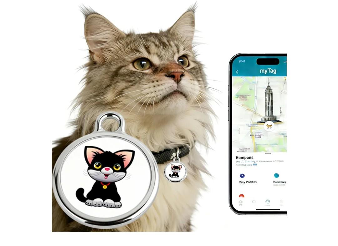 GPS Pet Tracker with Apple Find My Network, Android Compatibility, Real-Time Location Tracking, Water-Resistant (DINGWEIQI02)