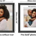 Americanflat 16x16 Picture Frame with Polished Plexiglass - Use as 12x12 Frame with Mat or Display 16x16 Photo Without Mat - Hudson Collection - Wide Square Frames for Wall Display - Black