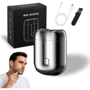 2025 New Upgrade Pocket Shaver USB Mini Shavers, New Model Mini Dual-Head Electric Shaver for Men, Portable Magnetic Rechargeable Waterproof Razor for Home, Car, Travel (Silver)