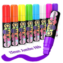 8 Pack 15mm Jumbo Liquid Chalk Marker,Window Paint Markers,Neon Glass Markers Pen, Wet Erase for Cars, Auto, White Board, Chalkboard, Black board, Tire, Mirrors, Bistro