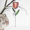 Stained Glass Tulip Window Hanging Panel, Flower Sun Catcher Home Decoration Gift for Mothers, Wives, Girlfriends, and Lovers (Pink, Green B)