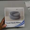 Travel Neck Pillow, Neck Support Pillow with Memory Foam, Breathable Skin Friendly Cover, Removable Washable Case, with Eye Mask Earplugs & Portable Storage Bag for Travel,Grey