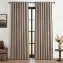 Dark Flax 100% Blackout Curtains 86 Inch Length 2 Panels Set Farmhouse Style for Bedroom Windows/Living Room Thermal Insulated Neutral Boho Drapes Linen Blend Chocolate Hook Belt Pleated (50"W x 86"L)