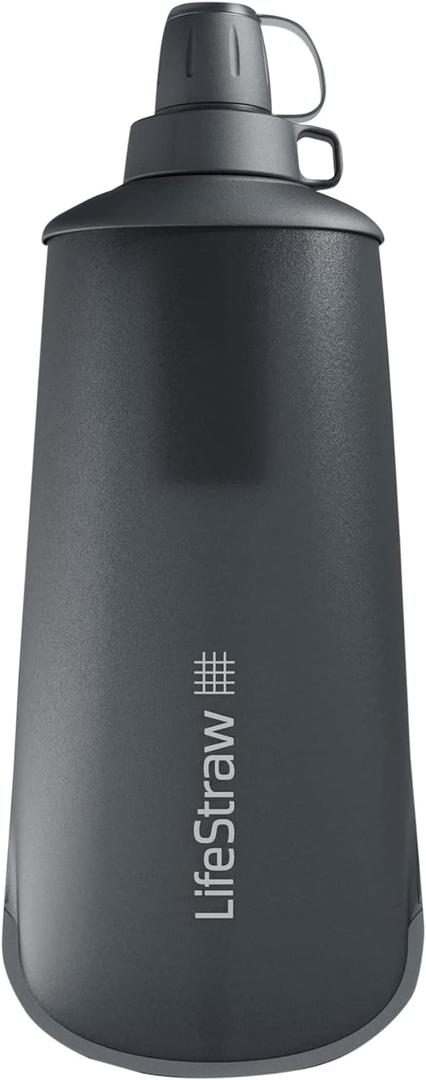 LifeStraw Peak Series Water Filter - 1L, Dark Mountain Gray, Protects Against Bacteria and Parasites, Ultra-Compact and Versatile (33.8 Ounces)