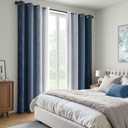 MIULEE Ombre 100% Blackout Curtains, Navy Blue and Greyish White Full Room Darkening Thermal Insulated 84 Inches Long Drapes for Bedroom/Living Room Grommet Window Treatments Modern 52Wx84L, Set of 2