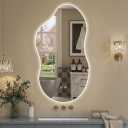 Irregular Backlit Mirror with Lights 20"x36" Asymmetrical Cloud Mirror Led Bathroom Vanity Mirror for Wall Abstract (Horizontal/Vertical)