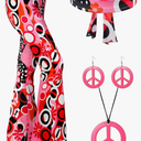 SATINIOR 60s 70s Women Hippie Costume Outfits Disco Retro Flared Pants for Carnival Party Halloween M