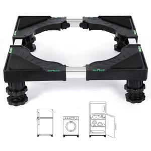 Nefish Mini Fridge Stand Universal Raised Base Adjustable Refrigerator Stands with 4 Strong Feet Washing Machine Pedestal Multi-Functional Bases for Dryer (Black)