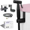 Vayzluiy Handheld Toilet Bidet Sprayer for Toilet-Adjustable Water Pressure Control with Bidet Hose for Feminine Wash, Stainless Steel Brushed Nickel Cloth Diaper for Baby Wash (Matte Black, 1)