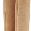 UBWDU Wide Calf Knee High Boots Women Tall Boots Suede Square Toe Stiletto Suede Boots High Heel Long Booties Nude 9.5