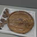 Renawe Decor Christmas Dinner Plate 12"x10" Wooden Cheese Charcuterie Board Xmas Cookies Platter Wood Salad Charger Plates for Christmas Holiday Festive Serving Dish Decorative Round Dessert Trays