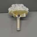 Wedding Bouquets for Bride, Wedding Bridal Bouquet Crystal Diamond Silk Roses, Bride Bridesmaid Wedding Hand Roses Bouquet Artificial Flowers Bouquet for Wedding Churches Parties (Beige)