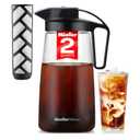 Cold Brew Coffee Maker, 64 oz Tritan Fortified Pitcher, Pour Spout Handle Lid, Resilient & Leak-Proof for Iced Coffee Tea
